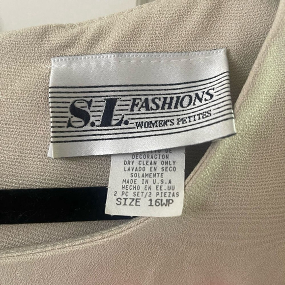 Sl FASHIONS | Vintage Women's Blue & Beige Rayon Top & Dress 2 Piece Set 16WP - Picture 3 of 16